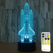 3D Space Rocket Night Light Changing LED With Remote Control Lamp Touch Switch