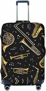 [CADREWY] Musical Instruments Print Travel Suitcase Cover Luggage Protector with Elastic Anti Scratch for Carry On, Black, X-Large