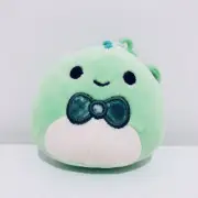 Squishmallows 3.5" Clip On Plush Danny the Green Dinosaur with Bow Tie BNWT