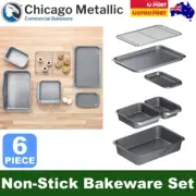 Chicago Metallic 6 Piece Non-Stick Nesting Stacking Metal Bakeware Set