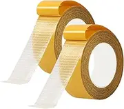 2 Packs Double Sided Mesh Tape Heavy Duty, 1.18inx32.8FT(10m) Super Sticky Clear Tape, Universal High Tack Strong Wall Adhesive with Fiberglass Mesh, High Stickiness Strong 2 Sided Tape