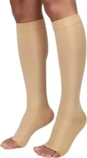 MGANG Sports Knee High Unisex Compression Socks Open Toe Size Large New