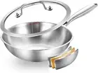 Whole Body Tri-Ply Stainless Steel 10 Inch Wok Pan with Cover, Oven Safe Indu...