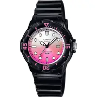 在飛比找momo購物網優惠-【CASIO 卡西歐】學生錶 清涼海洋風女錶-漸層粉x黑 考