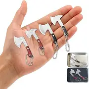 HAOXU MIni Hatchet Pocket Knife Tiny Axe Knife Set Damascus Small Hatchet for Package Opener Box Cutter Outdoor Camping - Set of 4