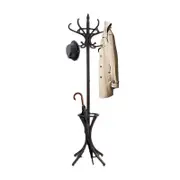 CARLA HOME Black Coat Rack with Stand Walnut