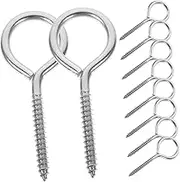 Stainless Steel Eye Screws Bolt Hooks 10pcs Self Tapping Screw for Ceiling Heavy Duty Anti-Scratch Tips