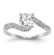 14kw Peg Set Simulated Diamond By Pass Engagement Ring