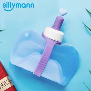 【韓國sillymann】 100%兒童便攜捲式鉑金矽膠心型水瓶-250ml藍色