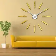 DIY Wall Clock Creative Large Watch Decor Stickers Set Mirror Effect Acrylic Glass Decal Home Removable Decoration Golden