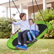 CostwayFlying Oval Tree Swing Set with Adjustable Hanging Ropes for Outdoor Use-Green
