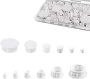 Savita Pack of 155 6 Sizes Hole Plugs, 3/16", 1/4", 5/16", 3/8", 1/2", 1" Hole Plugs, White Furniture Hole Cover, Drill Hole Cover, Plastic Cover Caps for Kitchen Cabinet Furniture (White)