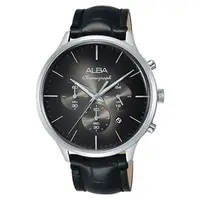在飛比找momo購物網優惠-【ALBA】送禮首選 三眼計時男錶 皮革錶帶 黑 防水100