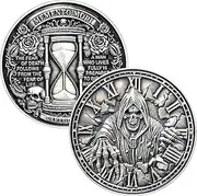 Memento Mori Challenge Coin - Inspirational Skull and Hourglass Design with Carpe Diem and Roman Numerals - Motivational Death Coin for Life Reminders