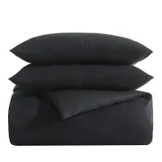 Vera Wang Waffle Pique Black Cotton Comforter Set, King
