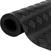 Rubber Floor Mat Anti-Slip 5 x 1 m Checker Plate - Outdoor Interlocking Waterproof Deck Tile for Patio, Flooring, Tiles - Black