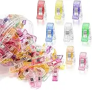 Sewing Clips, Fabric Clips, Pack of 100 Plastic Sewing Clips, Plastic Clips with Measuring Marks, Multi-Purpose Sewing Clips for Quilting, Crochet, Crafts and Knitting, Fabric Fixing