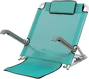 Adjustable Bed Chair, Portable Removable Backrest Elderly Patients Folding Sit Up Back Rest with Head Pillow for Outdoor Beach(Lake Green)