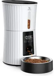 Petory Timed Automatic Cat Feeders - 4L Programable Dry Food Dispenser White