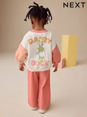 Cream Daisy Duck Sweatshirt and Wide Leg Trousers Set (3mths-7yrs) (E53936) | $23 - $28