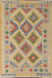 Flat Weave South-western Geometric Kilim Area Rug 5'x7' Tribal Reversible Carpet