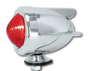 Winged Zeppelin Bullet Light Red Dual Filament Rear Brake + Tail Light, Chrome