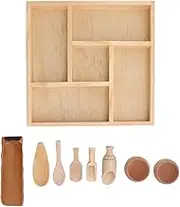 XIASABA Montessori Sensory Bin Tools with Wooden Box for Toddlers Bowls Scoops Pretend Dish Toys for Transfer Work and Fine Motor Learning