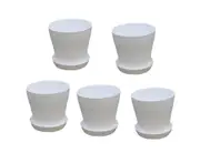 5Pcs Plant Pots Odorless Fall Resistant PP Flower Holder with Base for Outdoor-White M