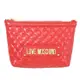 MOSCHINO LOVE MOSCHINO 浮雕LOGO皮革萬用/化妝包.紅