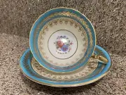 Aynsley Teacup and Saucer Vintage Tea Turquoise With Gold Gilt