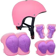 Helmets and Pads for Kids,Adjustable Kids Scooter Helmets | Adjustable Helmets with Knee and Elbow Pads Wrist Guards for 3-10 Years Kids Girls Boys