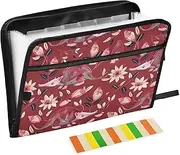 Folders with Pockets 13 Pockets A4 Letter Size with Zipper Closure for Business Armadillo Victorian Indian Red carpetas de