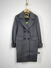 Sam Edelman Double Breasted Wool Blend Walker Coat Size 10 Charcoal New $240