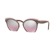 MIU MIU RASOIR REVEAL 53T Layers Garnet Pink Silver Cat Eye Sunglasses MU53TS