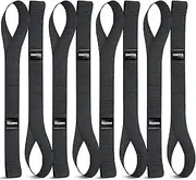 Haccoplanet 8PK Soft Loop Motorcycle Tie-Down Straps, 1.6 x 17inch 10000LB Break Strength, Heavy Duty Tie Down Loops for Securing ATV, UTV, Dirt Bike, Lawn & Garden Equipment (Black)