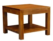 CT Amsterdam Solid Mahogany Timber Square Side Table with Shelf