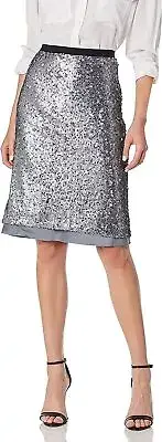 /LX072/ NIC+ZOE Pull-On Chiffon-Hem Sequin Skirt Bluestone Sz 12 $138