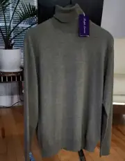 Ralph Lauren Purple Label Men L, XXL Cashmere Turtleneck Sweater, Sage NWT $1095