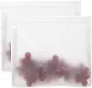 uxcell 8.7"x2"x7.9" Reusable Freezer Bag, 2 Pcs Leakproof Zip Food Storage Stand Up Bags Fridge Snack Vegetable Fruit Ice Container for Long-Lasting Freshness, Transparent