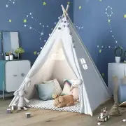 Indian Canvas Teepee Playhouse 4ft Kids Sturdy Cotton Play Tent w Mesh Window