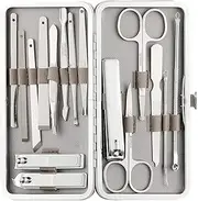 Ethnic Choice Manicure Set Nail Clippers Kit Manicure Pedicure Gift Set, 16Pcs Professional Stainless Steel Pedicure Care Tools Women Travel Grooming Kit with Portable PU Leather Case (Grey)