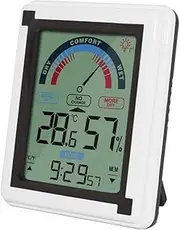 Meichoon Indoor Thermometer Humidity Meter Large Electronic Alarm Clock Touch Control with Backlight Snooze Function Magnetic Attachable UD16