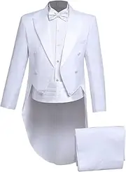 [Generic] Men's Peak Lapel Tuxedo Suit Classic Slim Fit Tailcoat Pants Outfit Groomsman Best Men Formal Wear Magician Costume