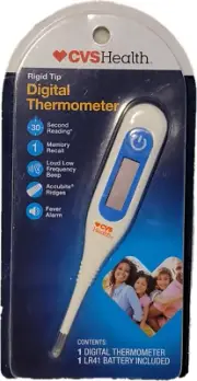 New THERMOMETER Digital Rigid Tip 30 sec reading Fever Alarm Loud Beeps Recall