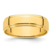 14k Yellow Gold 6mm Flat with Step Edge Wedding Band Ring For Mens Size 9