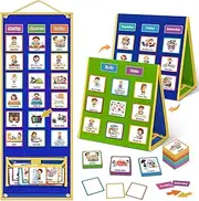 Godery Large Visual Schedule for Kids Chore Reward Chart,Bedtime Routine Chart for Toddlers,Double Side Weekly Planner Board with 109 Cards for Home School Planner,Autism Learning Materials.