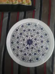11" Marquetry dish Marble plate decorative inlay malachite lapis home deocr p66