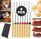 Marshmallow Roasting Sticks, Set of 8 Telescoping Smores Skewers & Hot Dog Forks
