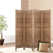 Artiss Room Divider, Folding Wooden Privacy Portable Screen Shelf Dividers Partition Wall Screens Home Pet Child Indoor Balcony Bedroom Furniture, Separator Water-Resistant Brown