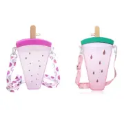 Large Capacity Cute Water Bottle with Strap and Straw Reusable Plastic guozj